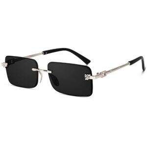 Retro Rectangular Rimless Sunglasses