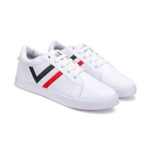 Trendy White Sneakers — Stripe Design